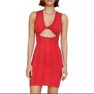 NWT nasty gal eyelet Red Cutout Knit Dress small